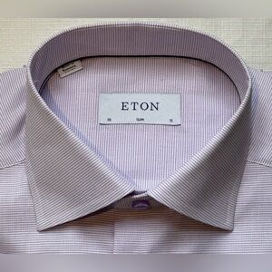 $395 NEW ETON DRESS SHIRT S 15 38 SLIM FIT LILAC MICRO MENS